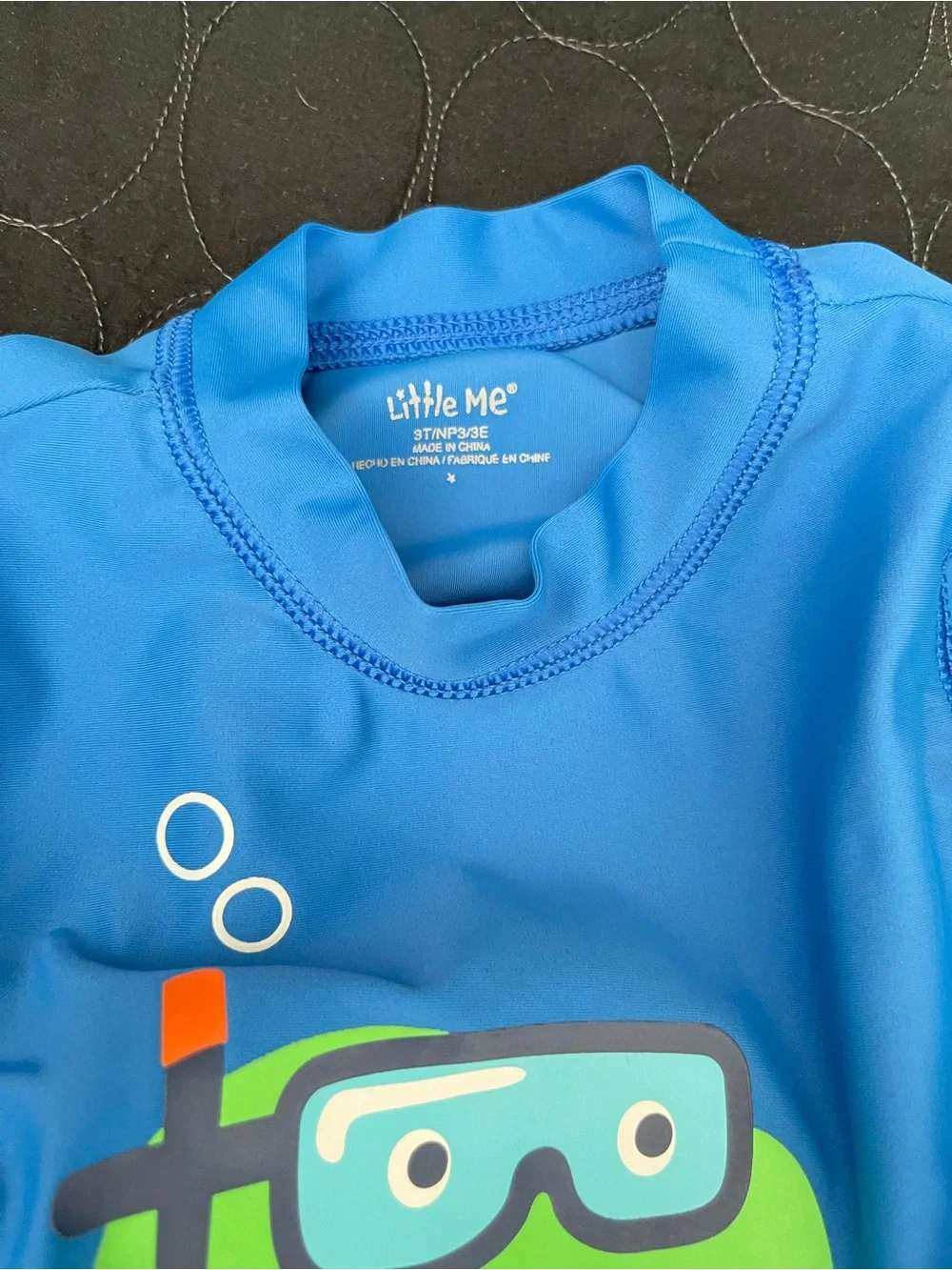 Little Me Blue & Green Dino Rashguard Swim Set with Multi-Color Dino Shorts
